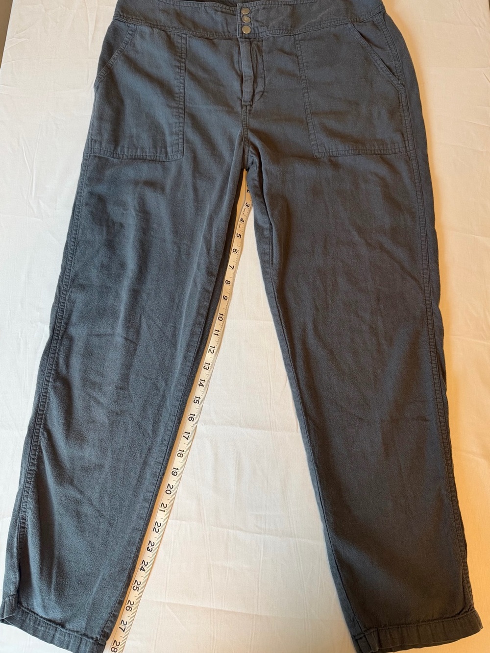 Straight-Leg Women's Pants in Dark Gray with Front Patch Pockets